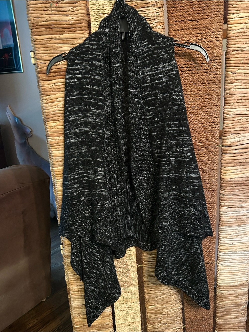 Women’s Open-Front Draped Hankerchief Bottomed Sweater Vest
